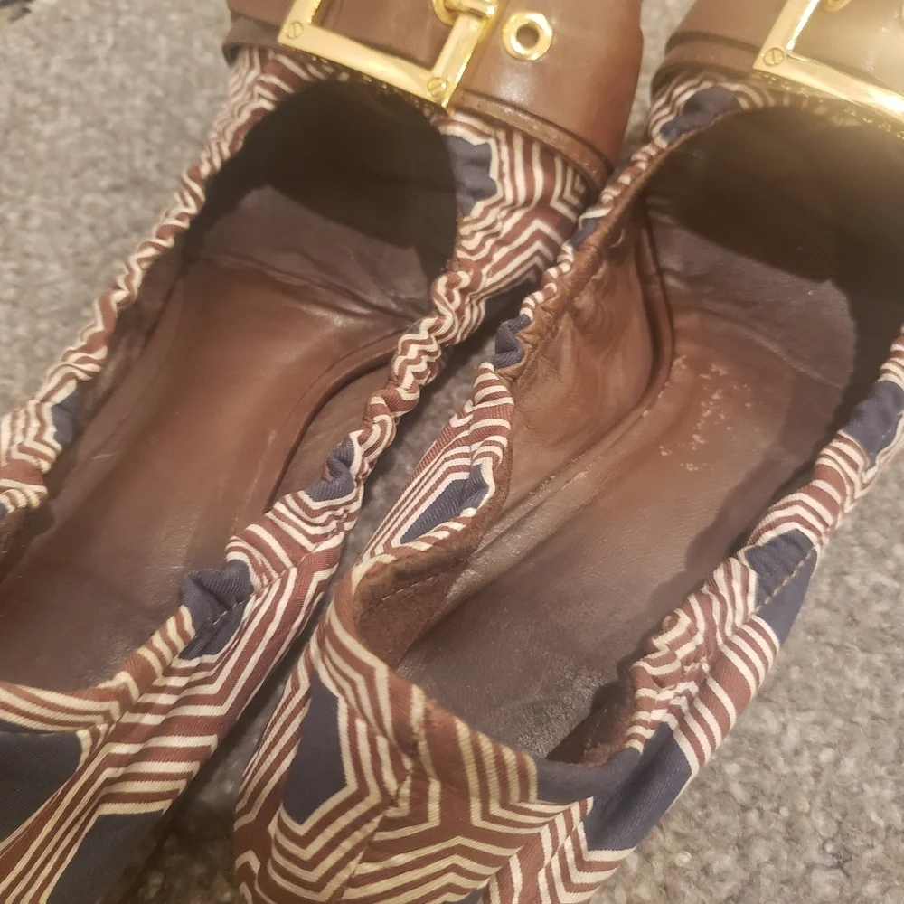 Tory Burch leather fabric flats